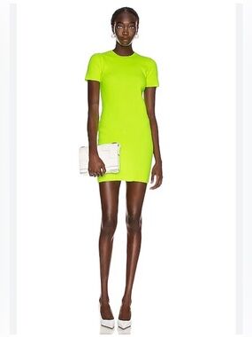 Helmut Lang Neon Yellow Essential Mini Dress